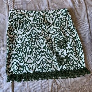 Zara Green and White Patterned Skirt